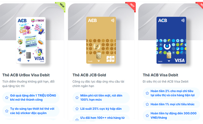 ACB Visa Gold Trả góp linh hoạt qua ACB ONE