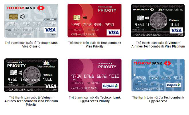 Các loại thẻ ATM của Techcombank