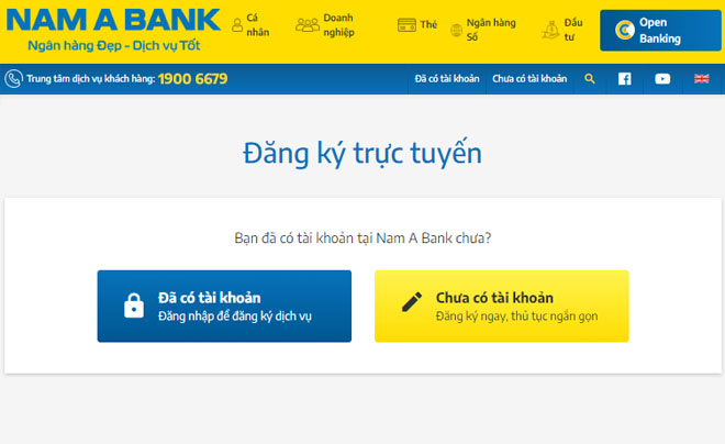 Cách mở tài khoản Nam A Bank trực tuyến trên website