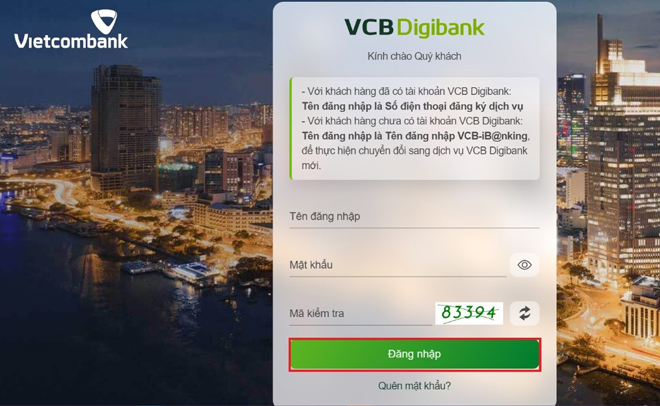 Phí duy trì dịch vụ ngân hàng số VCB Digibank