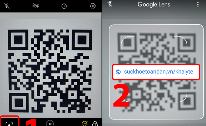 Quét mã QR từ Google Lens trong camera điện thoại