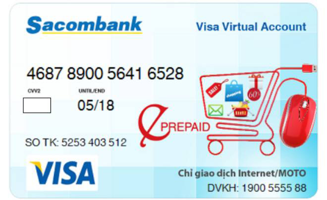 Thẻ VISA ảo Virtual Sacombank