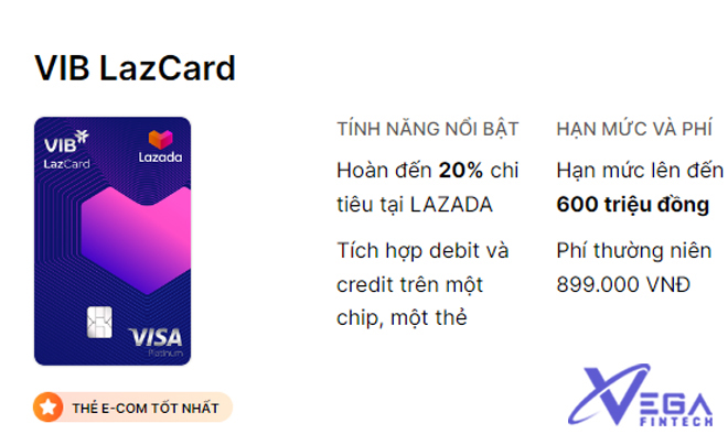 VIB LazCard - Thẻ E-Com tốt nhất
